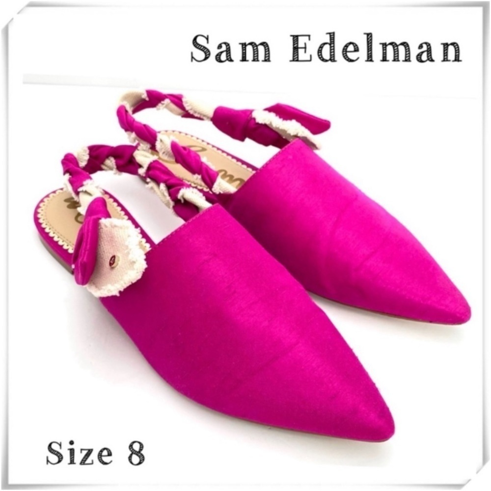 SAM Edelman Rivers Hot Pink Silk Satin Pointed toe Slingback Mule Hot Pink Sz 8